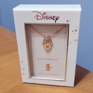 Disney Rose Gold and Silver Minnie Mouse Necklace